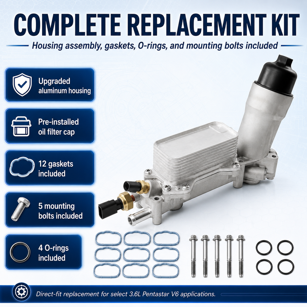 Aluminum Oil Cooler & Oil Filter Housing Assembly for 3.6L Pentastar V6