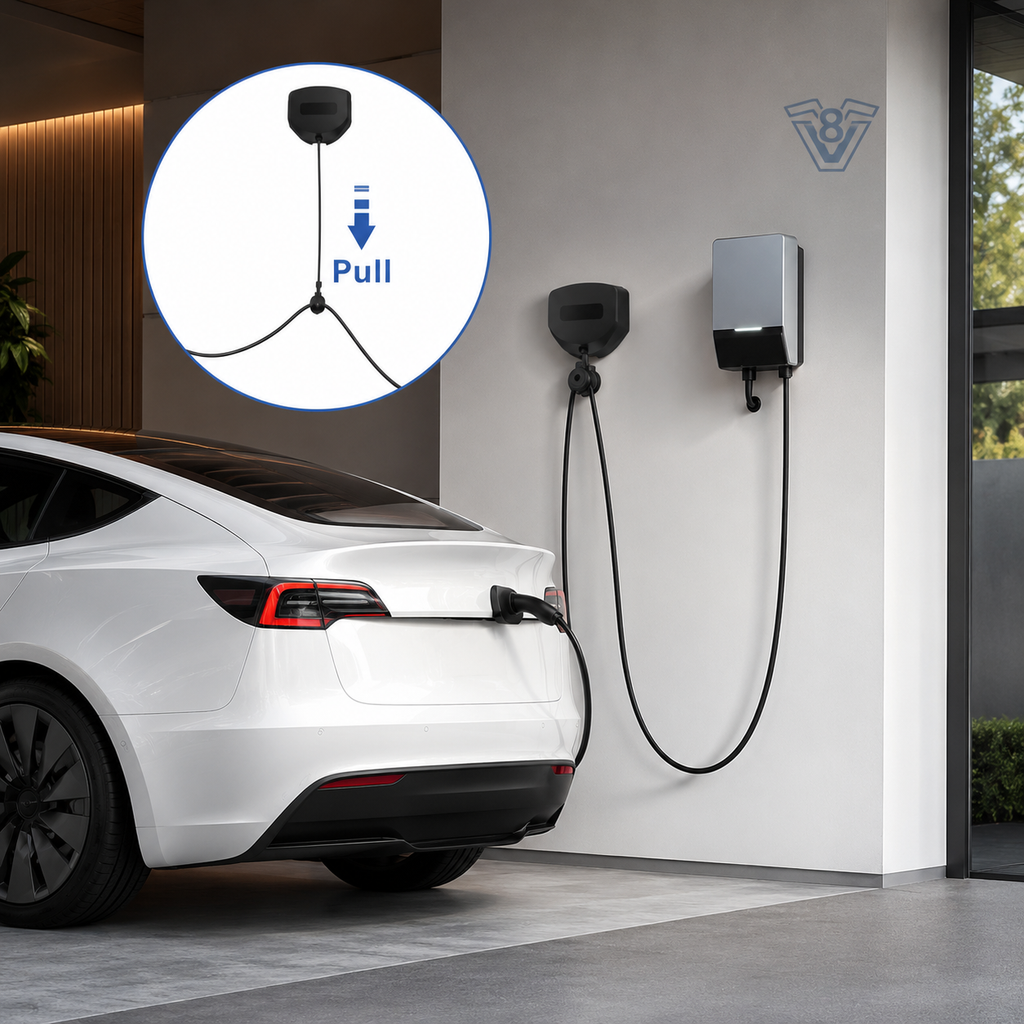 11.5 ft EV Charger Cable Retractor | Wall-Mounted Automatic Cord Organizer