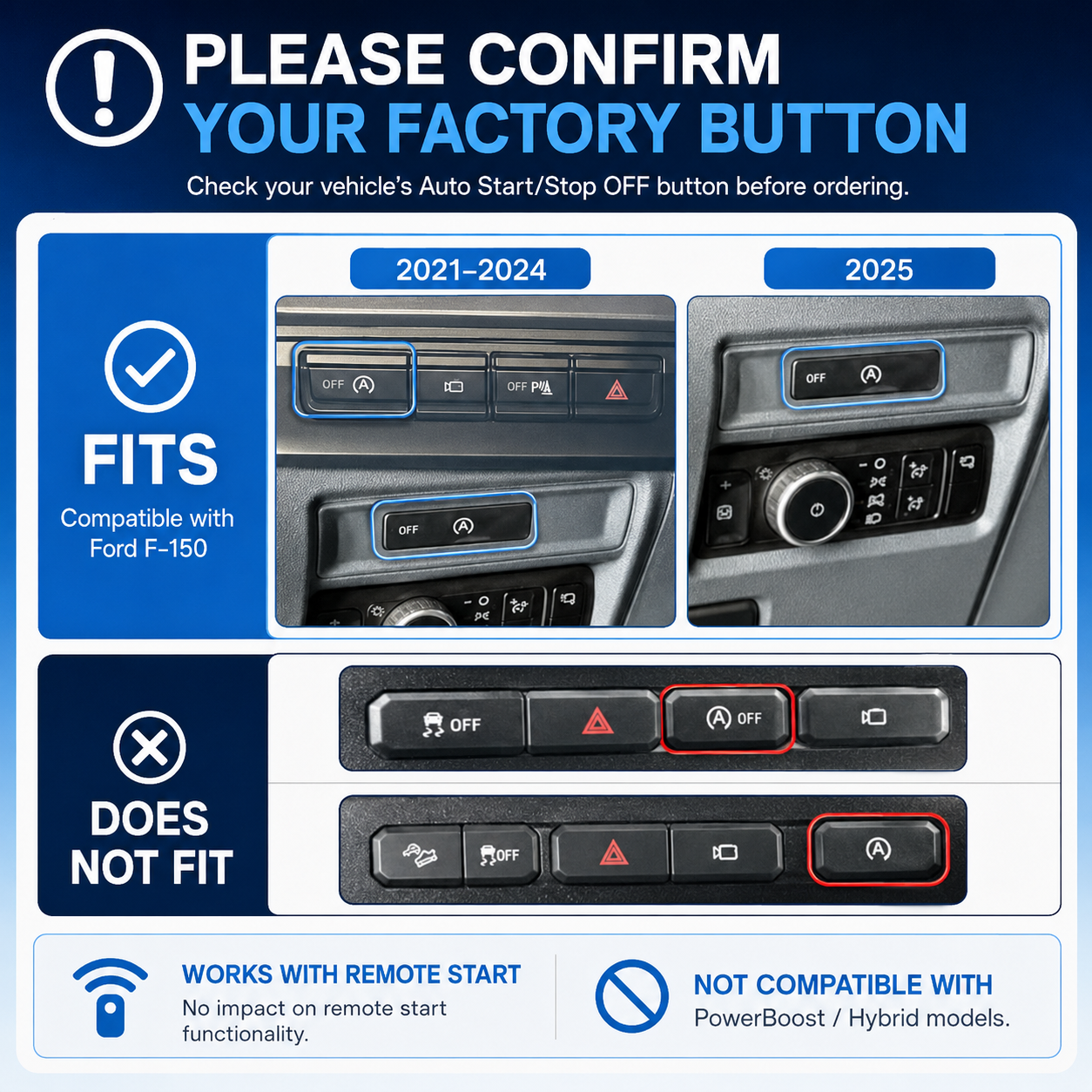 Ford Auto Start/Stop Eliminator for F-150, Bronco, Ranger, Expedition, Explorer, Escape & Maverick
